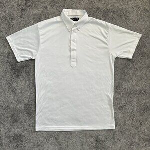 Collars & Co Shirt Mens Medium White Perfomance Golf Polo Lightweight Breathable